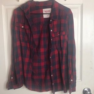 Red and blue plaid flannel shirt